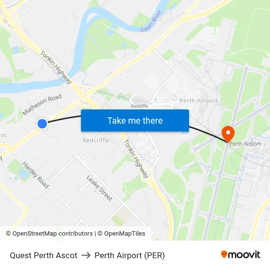 Quest Perth Ascot to Perth Airport (PER) map