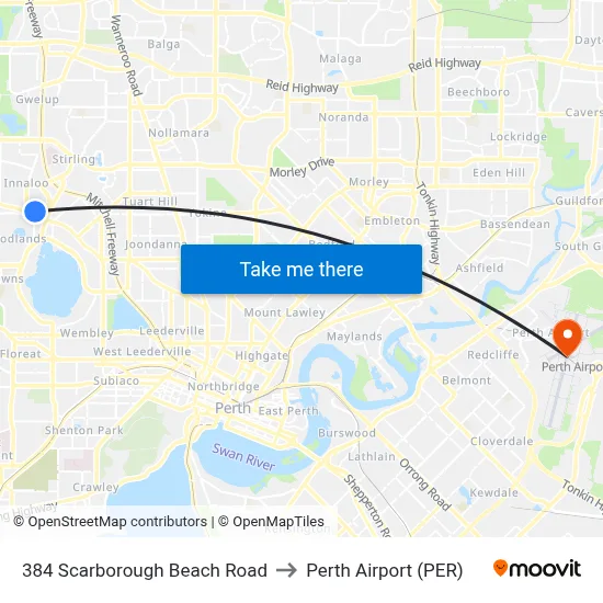 384 Scarborough Beach Road to Perth Airport (PER) map