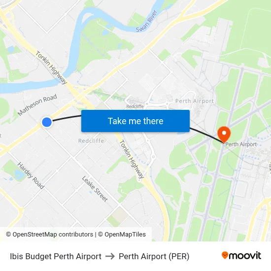 Ibis Budget Perth Airport to Perth Airport (PER) map