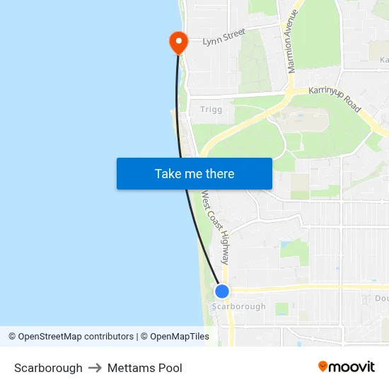 Scarborough to Mettams Pool map