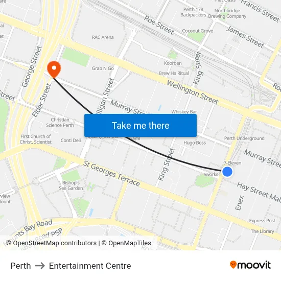 Perth to Entertainment Centre map