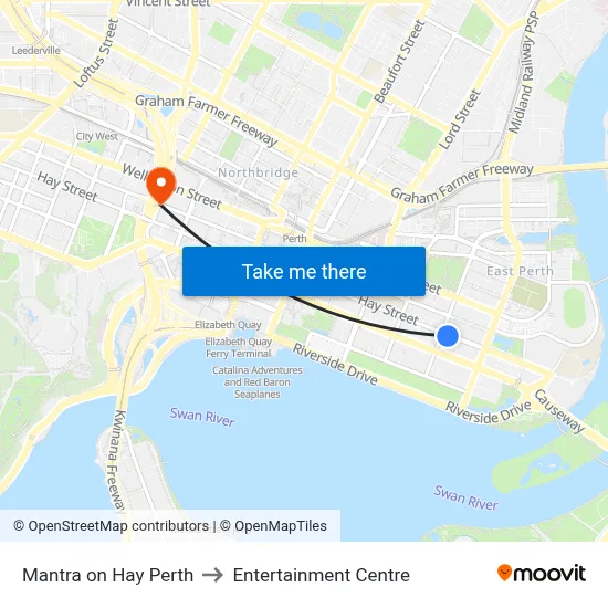 Mantra on Hay Perth to Entertainment Centre map