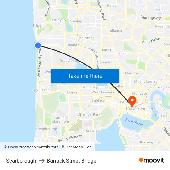Scarborough to Barrack Street Bridge map
