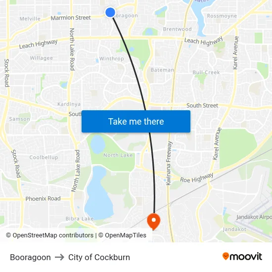 Booragoon to City of Cockburn map