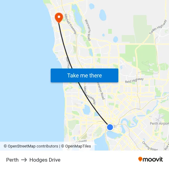 Perth to Hodges Drive map