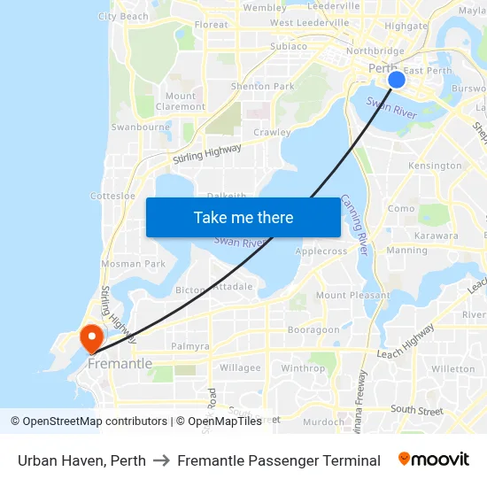 Urban Haven, Perth to Fremantle Passenger Terminal map