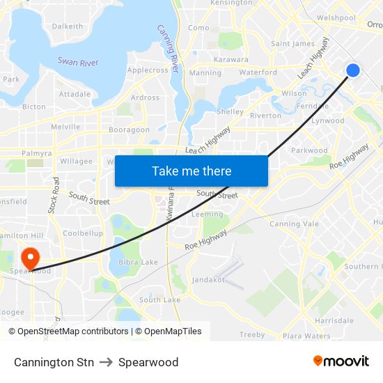 Cannington Stn to Spearwood map