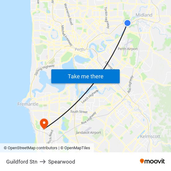 Guildford Stn to Spearwood map