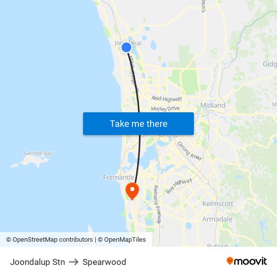 Joondalup Stn to Spearwood map