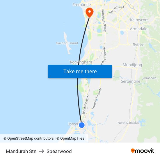 Mandurah Stn to Spearwood map