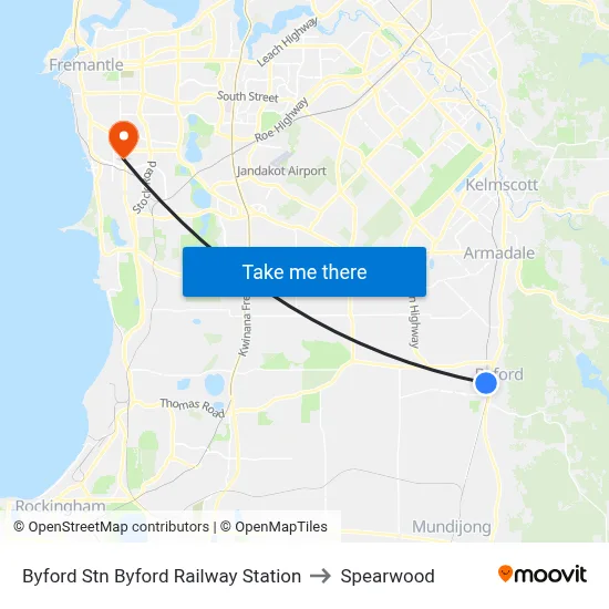 Byford Stn Byford Railway Station to Spearwood map