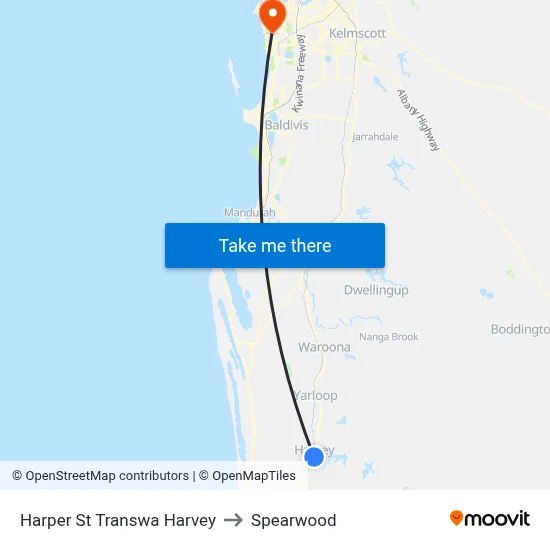 Harper St Transwa Harvey to Spearwood map