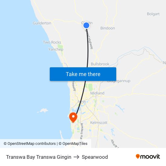 Transwa Bay Transwa Gingin to Spearwood map