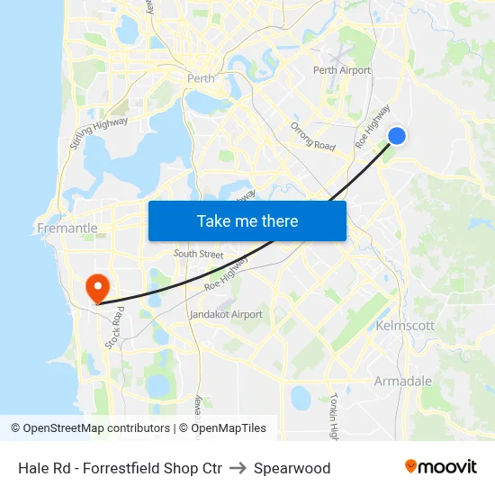 Hale Rd - Forrestfield Shop Ctr to Spearwood map