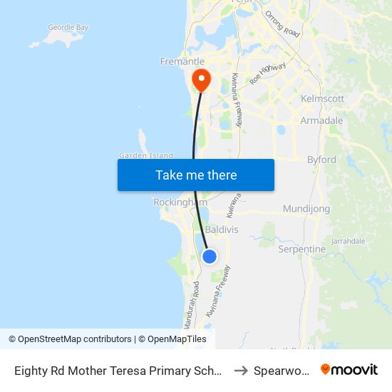 Eighty Rd Mother Teresa Primary School to Spearwood map