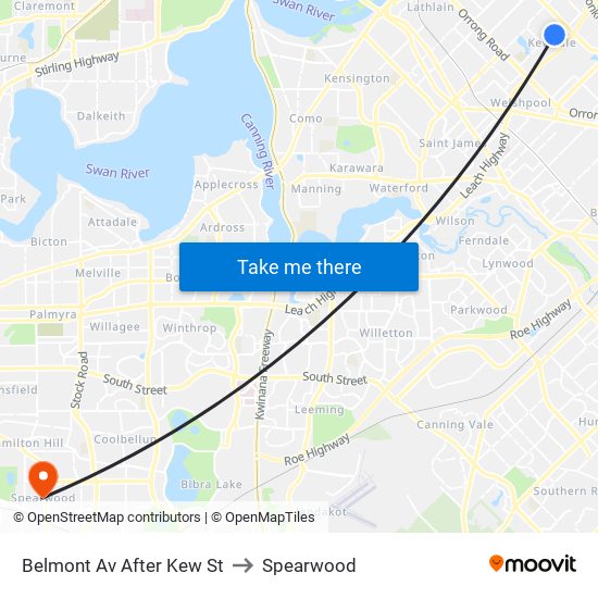 Belmont Av After Kew St to Spearwood map