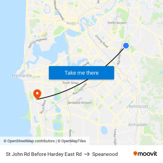 St John Rd Before Hardey East Rd to Spearwood map