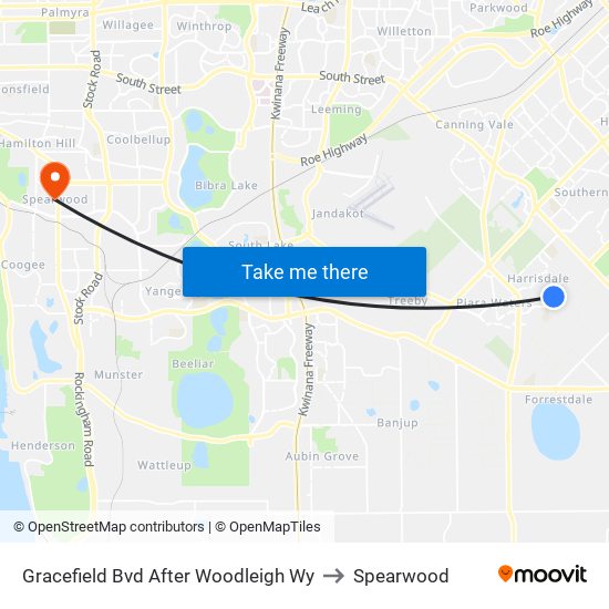 Gracefield Bvd After Woodleigh Wy to Spearwood map