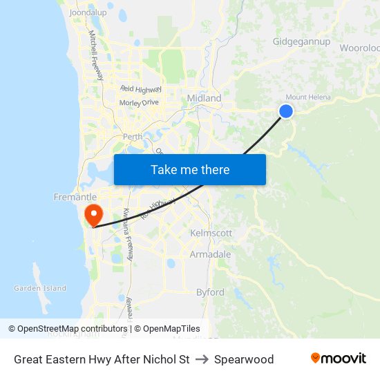 Great Eastern Hwy After Nichol St to Spearwood map