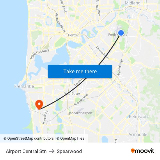 Airport Central Stn to Spearwood map