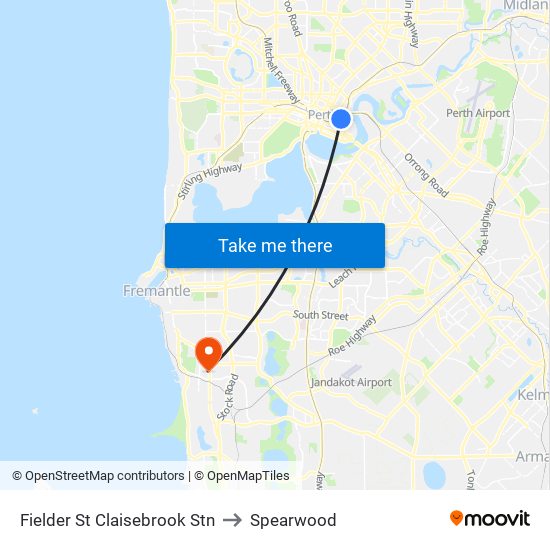 Fielder St Claisebrook Stn to Spearwood map