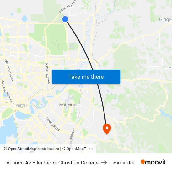 Valinco Av Ellenbrook Christian College to Lesmurdie map