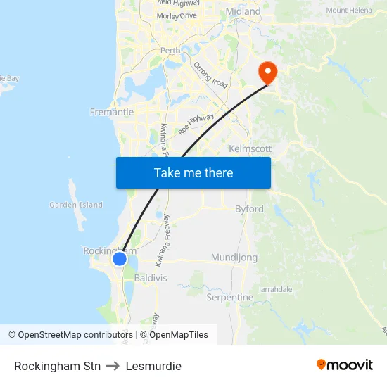 Rockingham Stn to Lesmurdie map