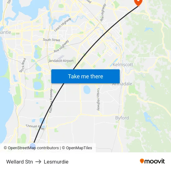 Wellard Stn to Lesmurdie map