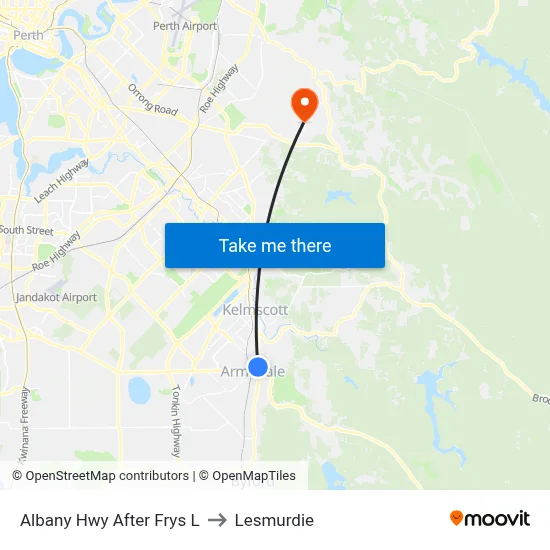 Albany Hwy After Frys L to Lesmurdie map