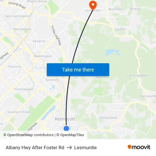 Albany Hwy After Foster Rd to Lesmurdie map