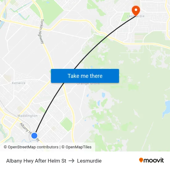 Albany Hwy After Helm St to Lesmurdie map