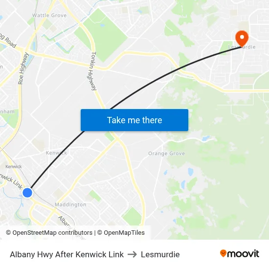 Albany Hwy After Kenwick Link to Lesmurdie map