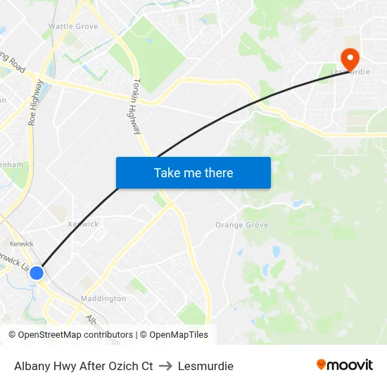 Albany Hwy After Ozich Ct to Lesmurdie map
