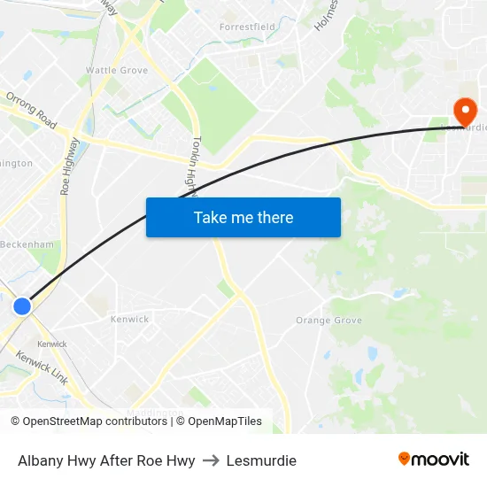 Albany Hwy After Roe Hwy to Lesmurdie map
