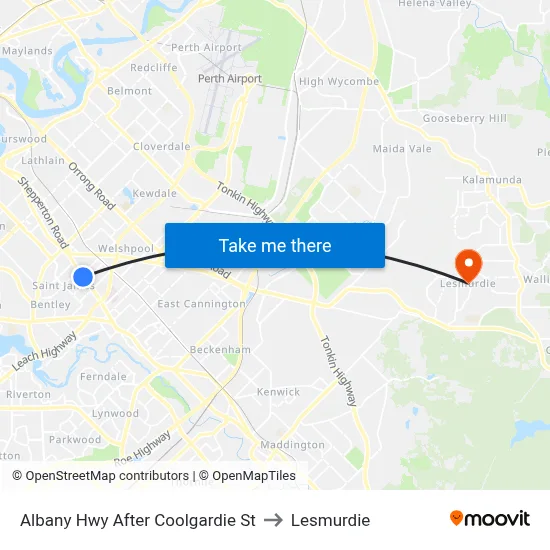 Albany Hwy After Coolgardie St to Lesmurdie map