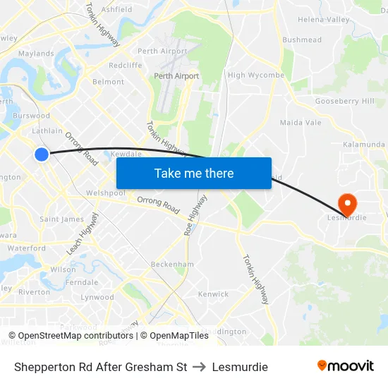 Shepperton Rd After Gresham St to Lesmurdie map