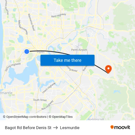 Bagot Rd Before Denis St to Lesmurdie map