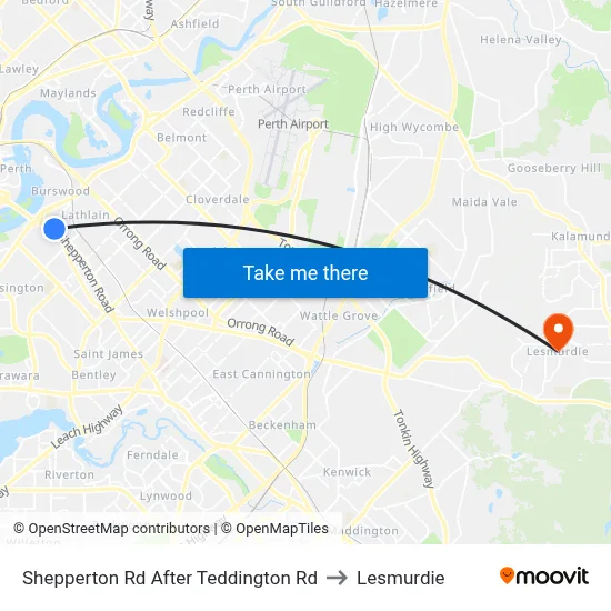 Shepperton Rd After Teddington Rd to Lesmurdie map