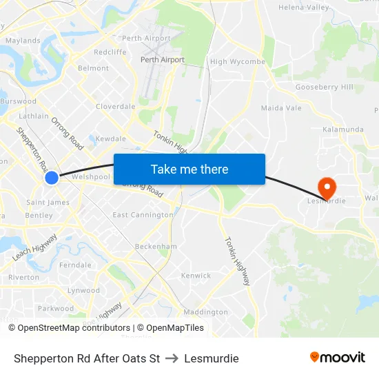 Shepperton Rd After Oats St to Lesmurdie map