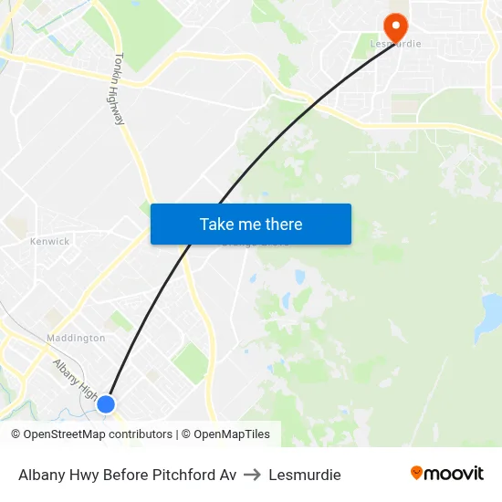 Albany Hwy Before Pitchford Av to Lesmurdie map