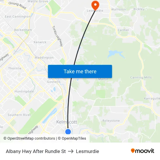 Albany Hwy After Rundle St to Lesmurdie map