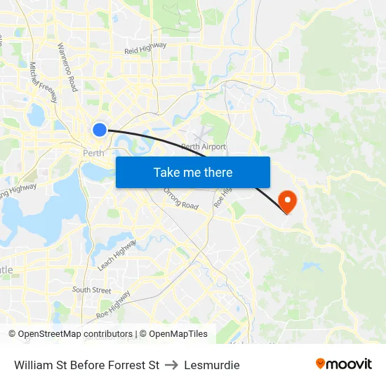 William St Before Forrest St to Lesmurdie map