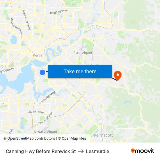 Canning Hwy Before Renwick St to Lesmurdie map