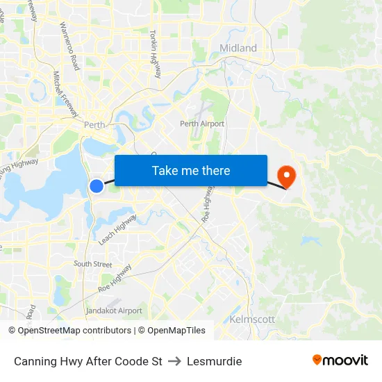 Canning Hwy After Coode St to Lesmurdie map