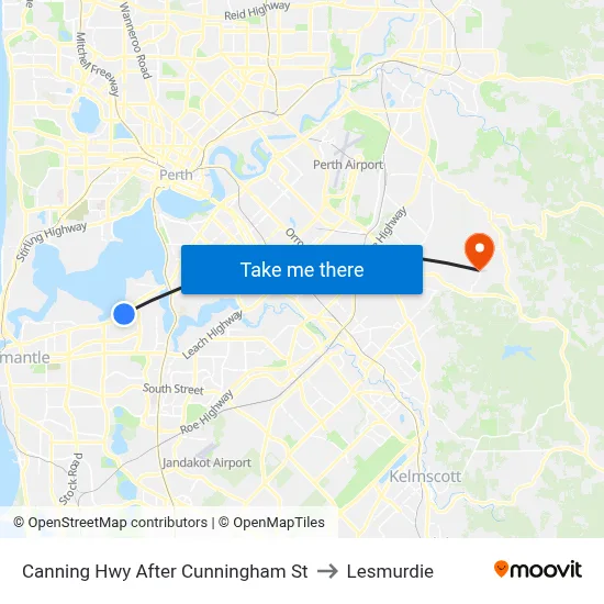 Canning Hwy After Cunningham St to Lesmurdie map