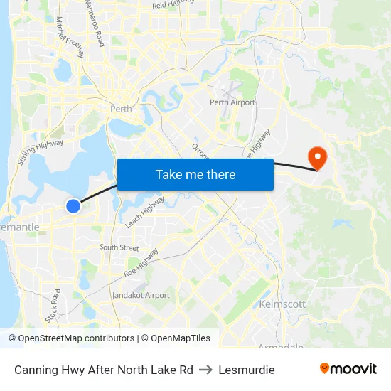 Canning Hwy After North Lake Rd to Lesmurdie map