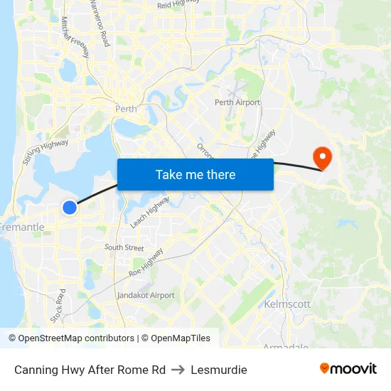 Canning Hwy After Rome Rd to Lesmurdie map
