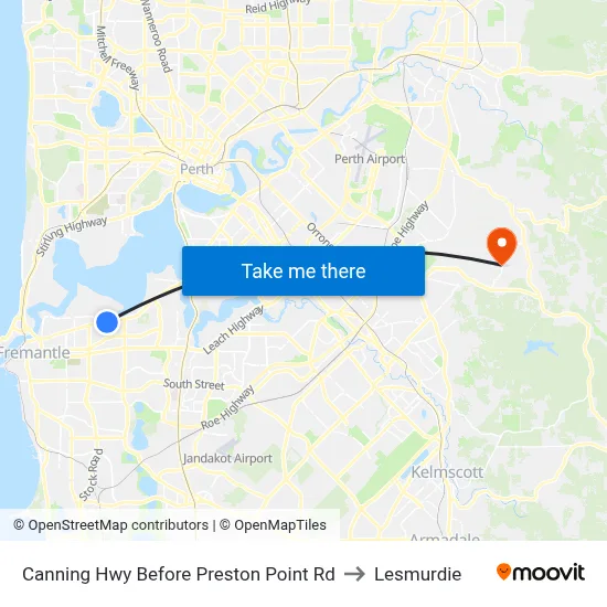 Canning Hwy Before Preston Point Rd to Lesmurdie map