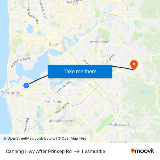 Canning Hwy After Prinsep Rd to Lesmurdie map