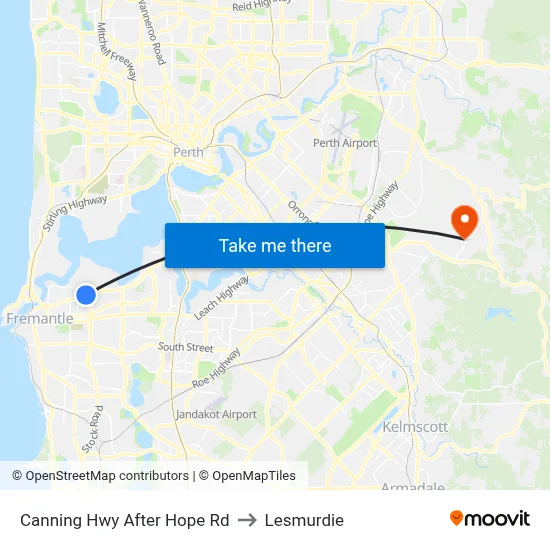 Canning Hwy After Hope Rd to Lesmurdie map